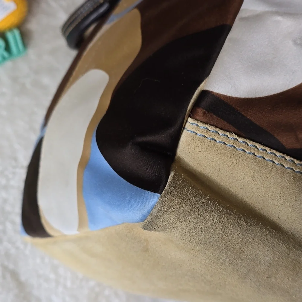 Coach Hamptons OP ART Scarf Print, Suede And Leather Tote C06M - 10116 Vintage - Picture 12 of 17
